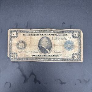 1914 $20 Blue Seal Richmond Large Size Federal Reserve Note E14514307A Poor Cond